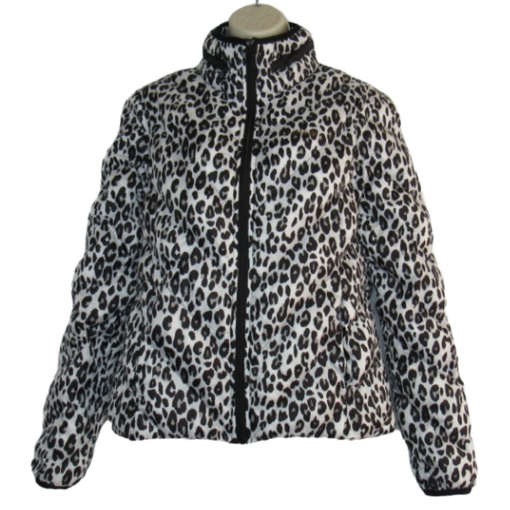 Bebe Women’s Cheetah Print Quilted Puffer Jacket Size S